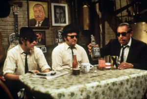 Dan Aykroyd, left, John Belushi, center, and Cab Calloway are shown in a scene from the 1982 movie "The Blues Brothers." (AP Photo)